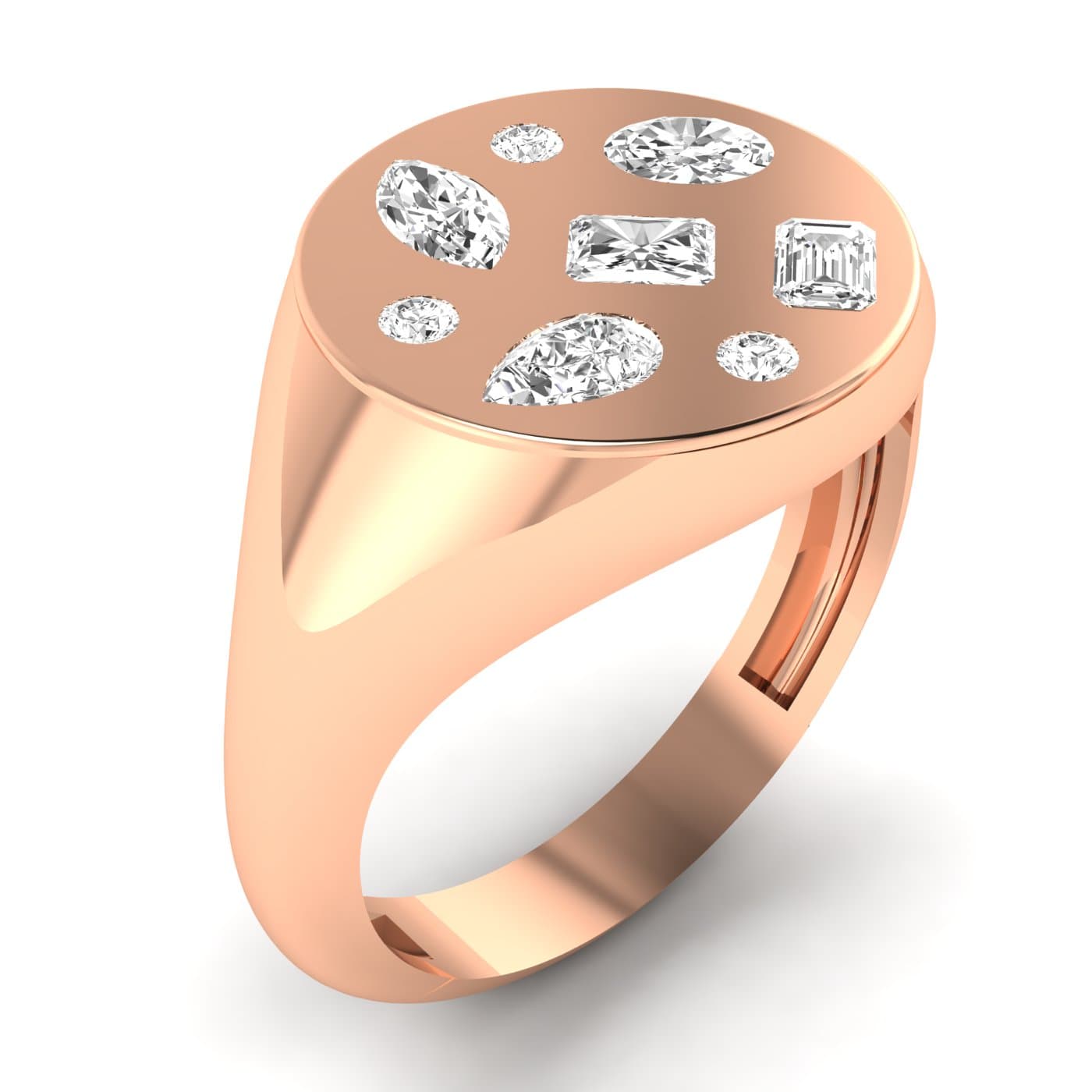 Lab Diamond Multi-Shape Pinky Ring 1/2 Ctw (1/2 ct. tw.), Angle view in rose gold