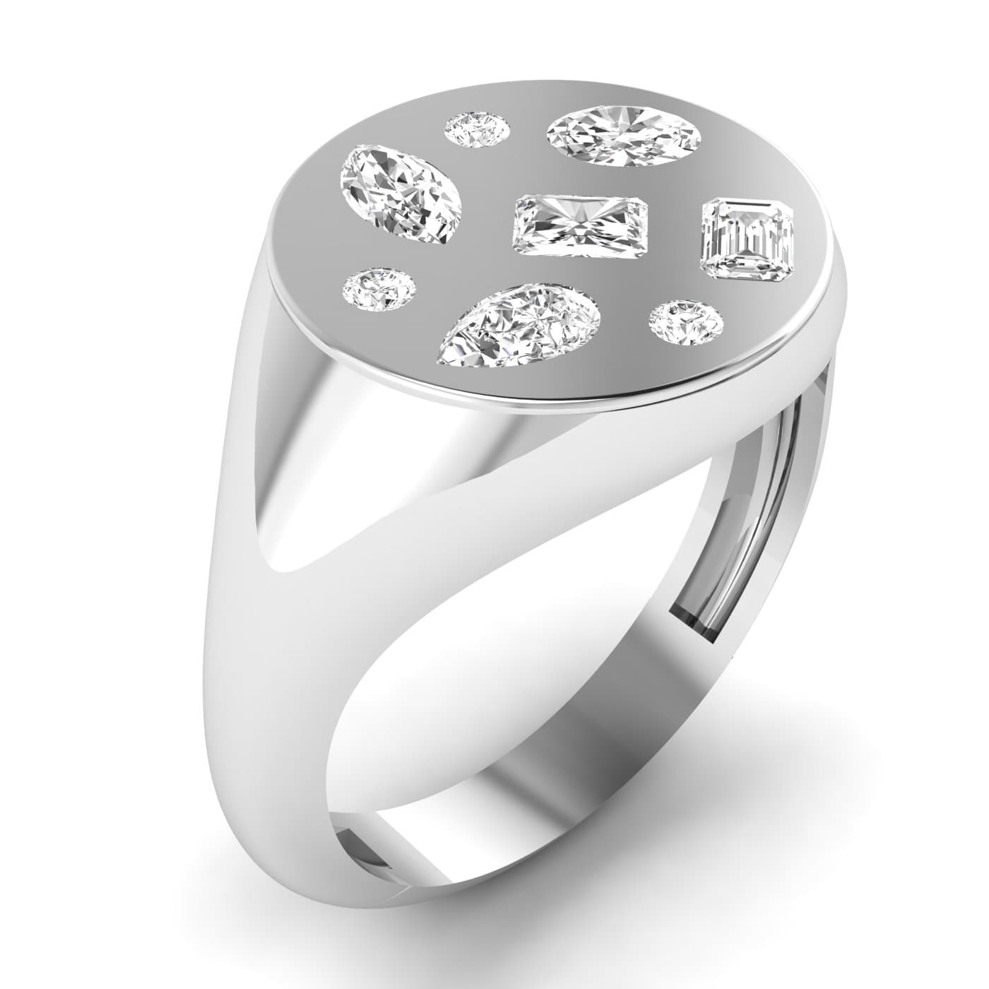 Lab Diamond Multi-Shape Pinky Ring 1/2 Ctw (1/2 ct. tw.), Angle view in white gold or platinum