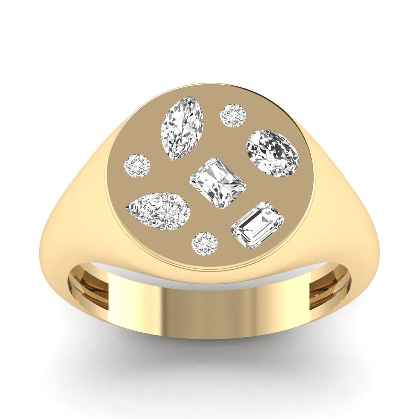 Lab Diamond Multi-Shape Pinky Ring 1/2 Ctw (1/2 ct. tw.), On hand view in yellow gold