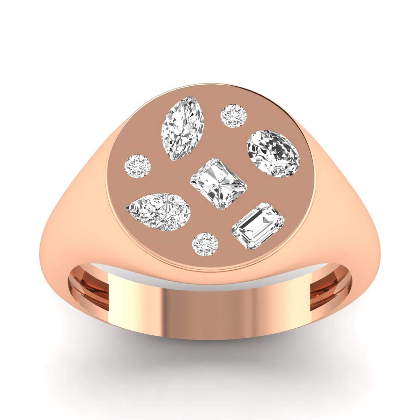 Lab Diamond Multi-Shape Pinky Ring 1/2 Ctw (1/2 ct. tw.), On hand view in rose gold
