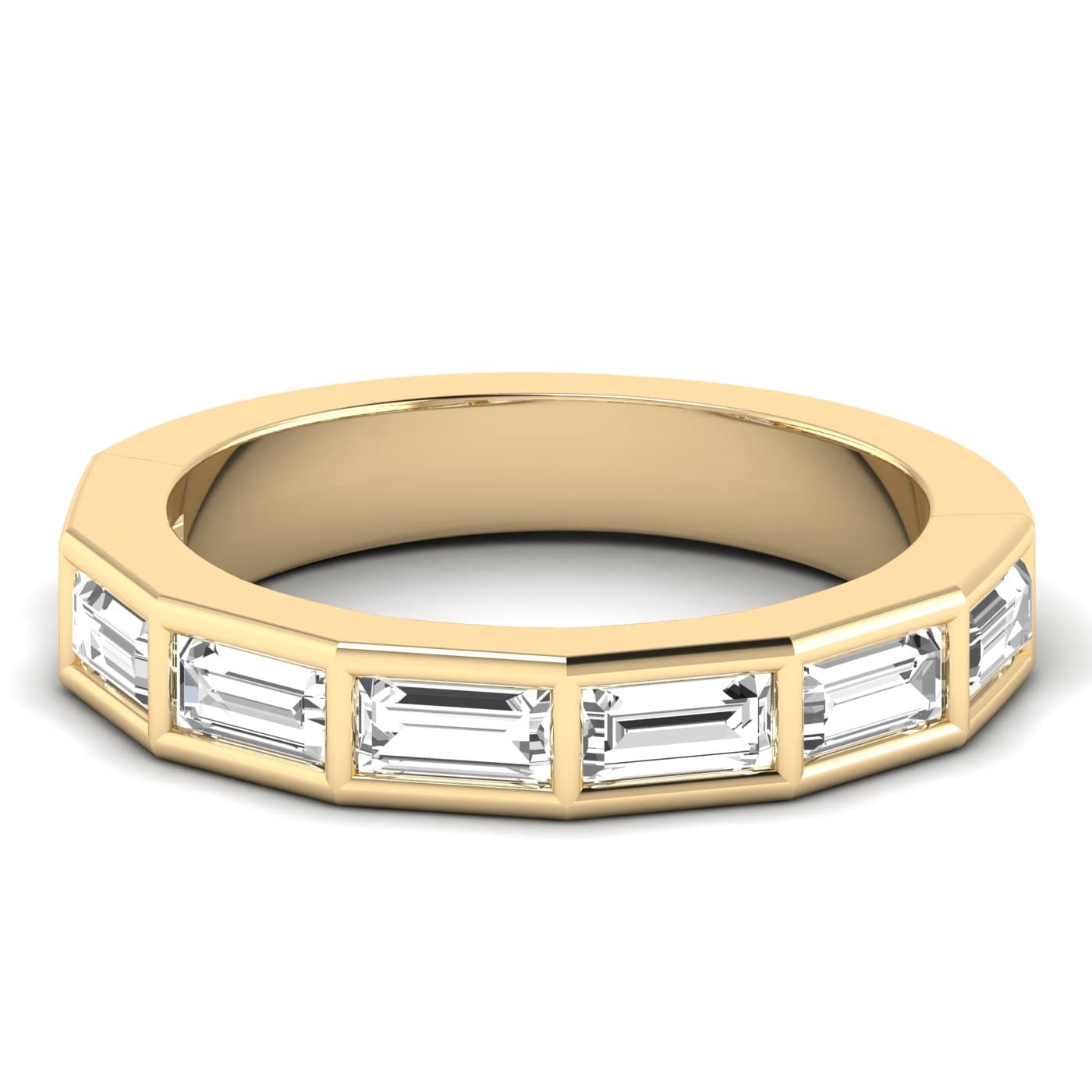 Lab Diamond Baguette Stackable Band 1 1/2 Ctw (1.4 ct. tw.), Front view in yellow gold