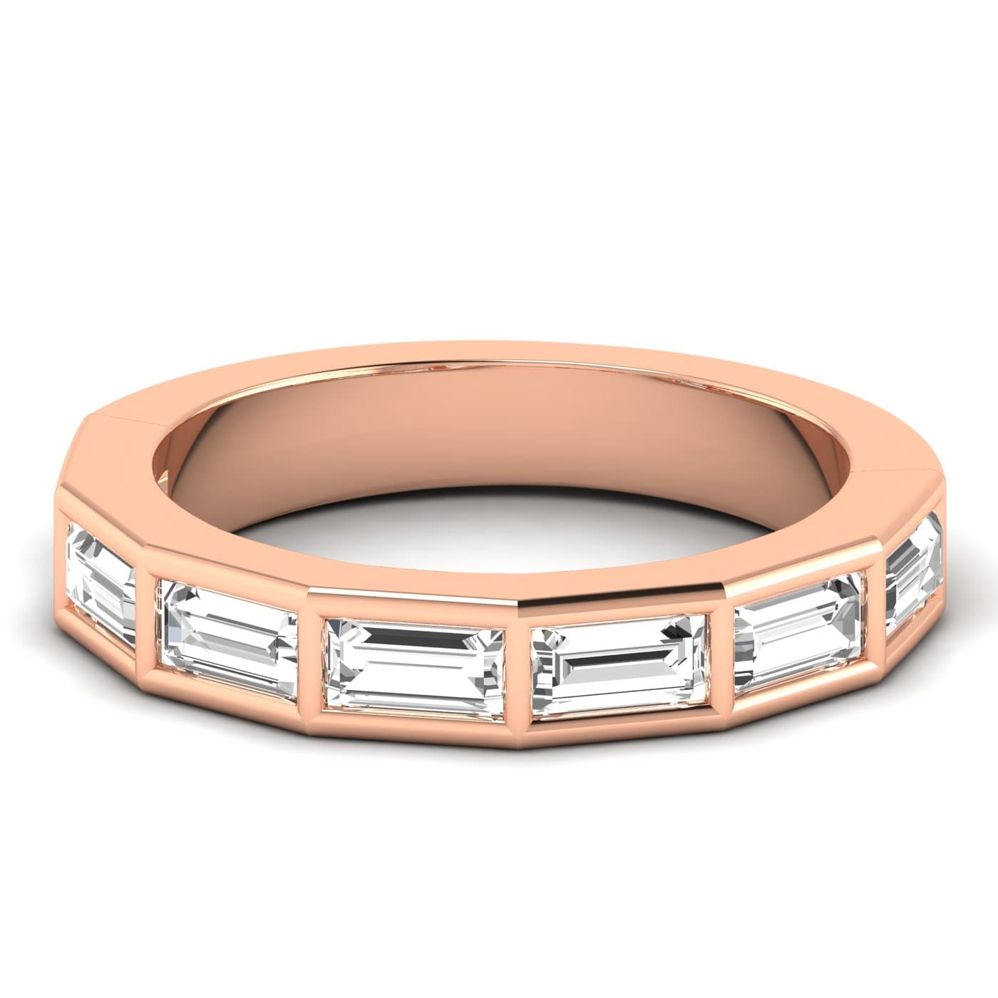 Lab Diamond Baguette Stackable Band 1 1/2 Ctw (1.4 ct. tw.), Front view in rose gold