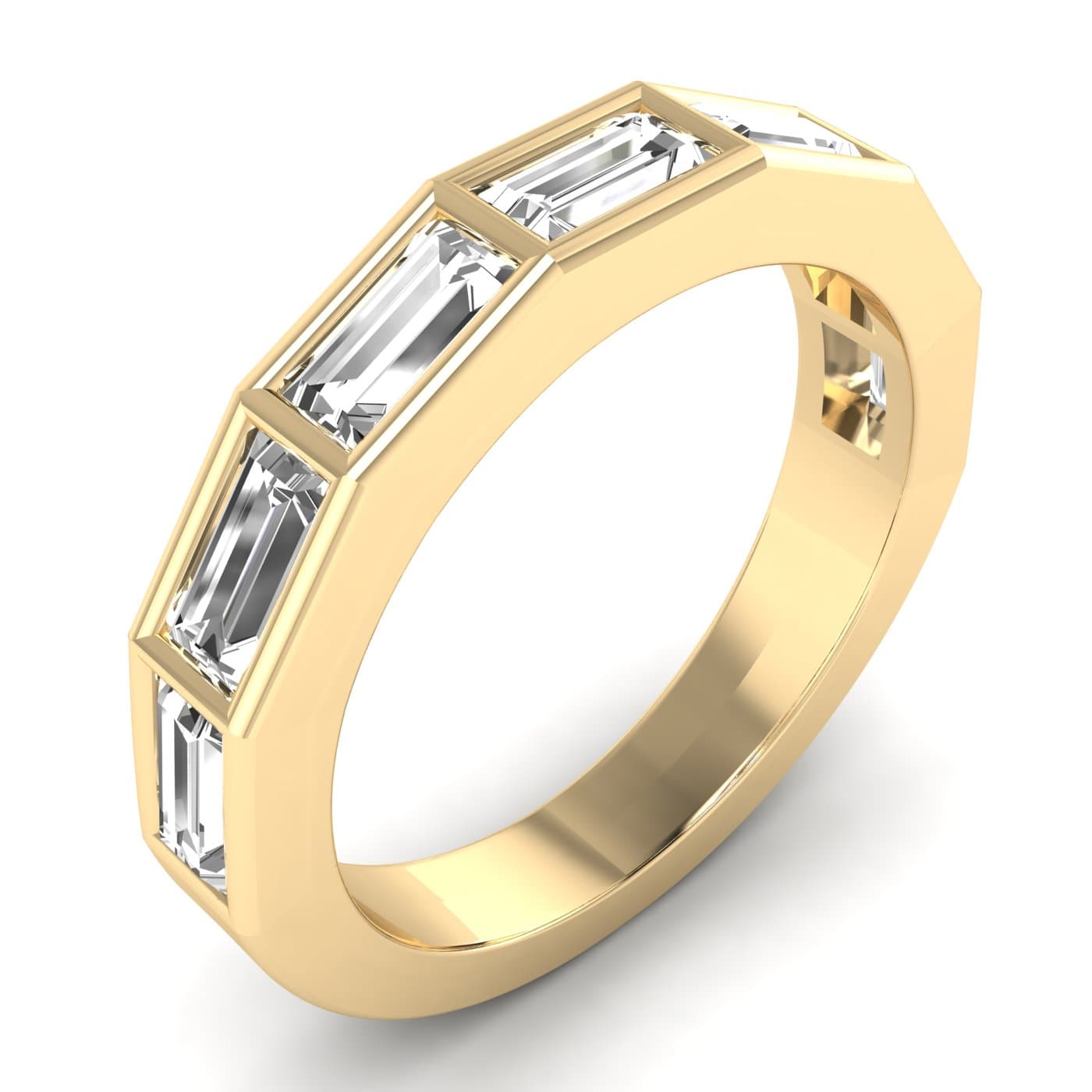 Lab Diamond Baguette Stackable Band 1 1/2 Ctw (1.4 ct. tw.), Angle view in yellow gold