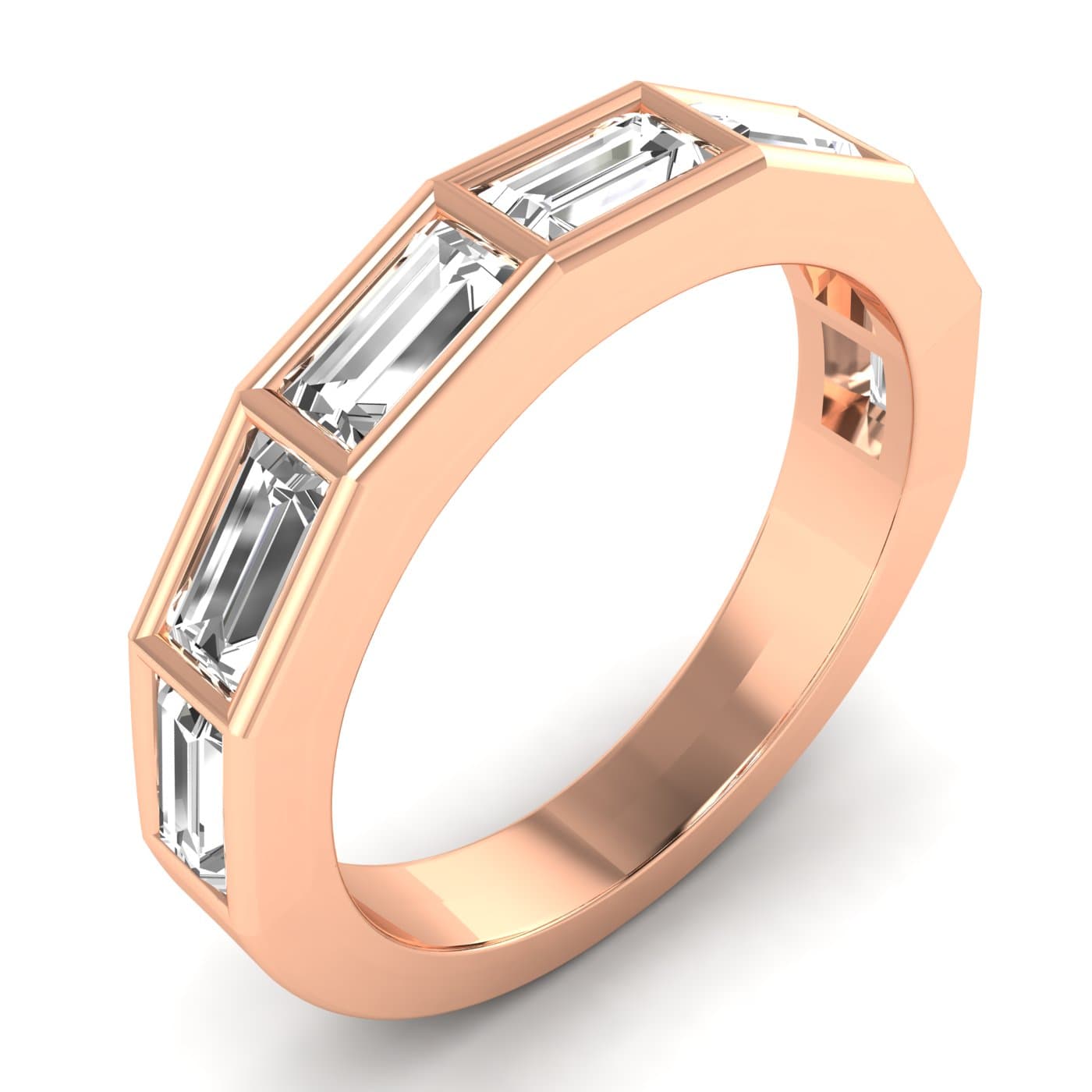 Lab Diamond Baguette Stackable Band 1 1/2 Ctw (1.4 ct. tw.), Angle view in rose gold