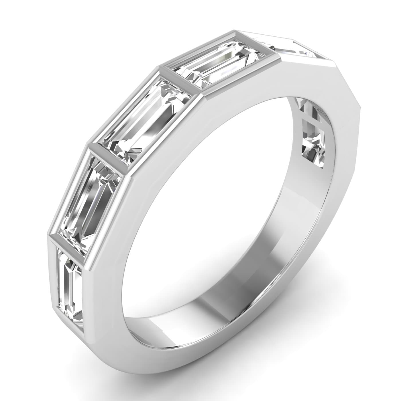 Lab Diamond Baguette Stackable Band 1 1/2 Ctw (1.4 ct. tw.), Angle view in white gold or platinum