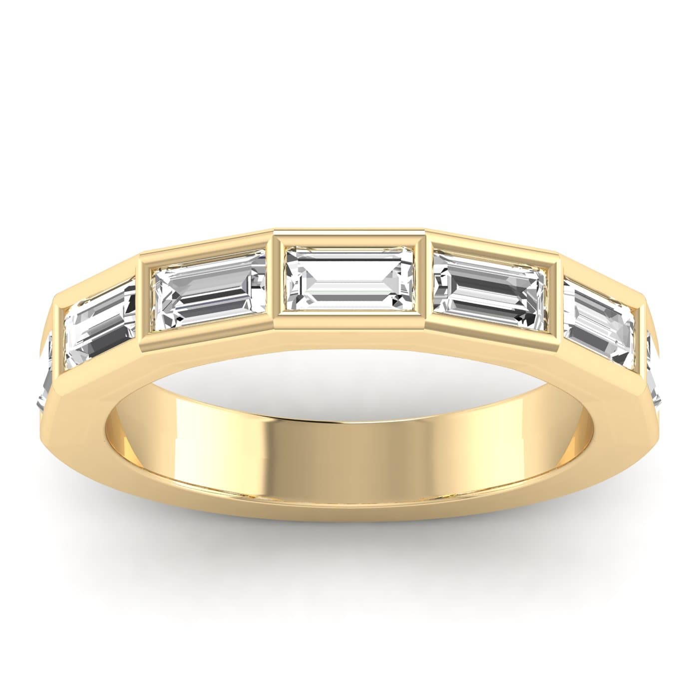 Lab Diamond Baguette Stackable Band 1 1/2 Ctw (1.4 ct. tw.), On hand view in yellow gold