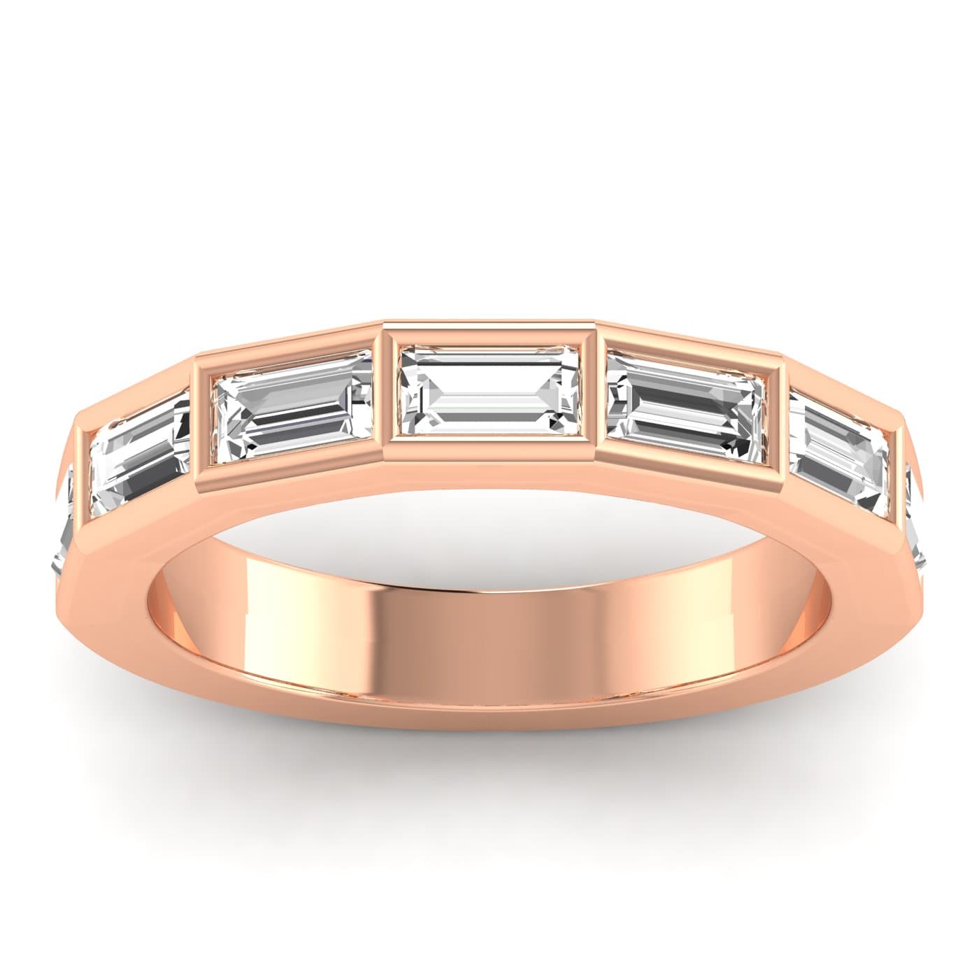 Lab Diamond Baguette Stackable Band 1 1/2 Ctw (1.4 ct. tw.), On hand view in rose gold
