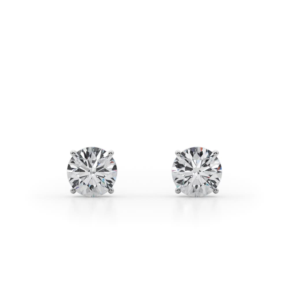 Certified 1 1/2 ctw Round Lab Grown Diamond Solitaire Studs (2 ct. tw.), Front view in white gold or platinum