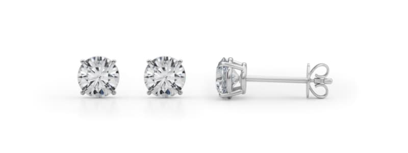 Certified 1 ctw. Round Lab Grown Diamond Solitaire Studs — 3 ctw. — View 1