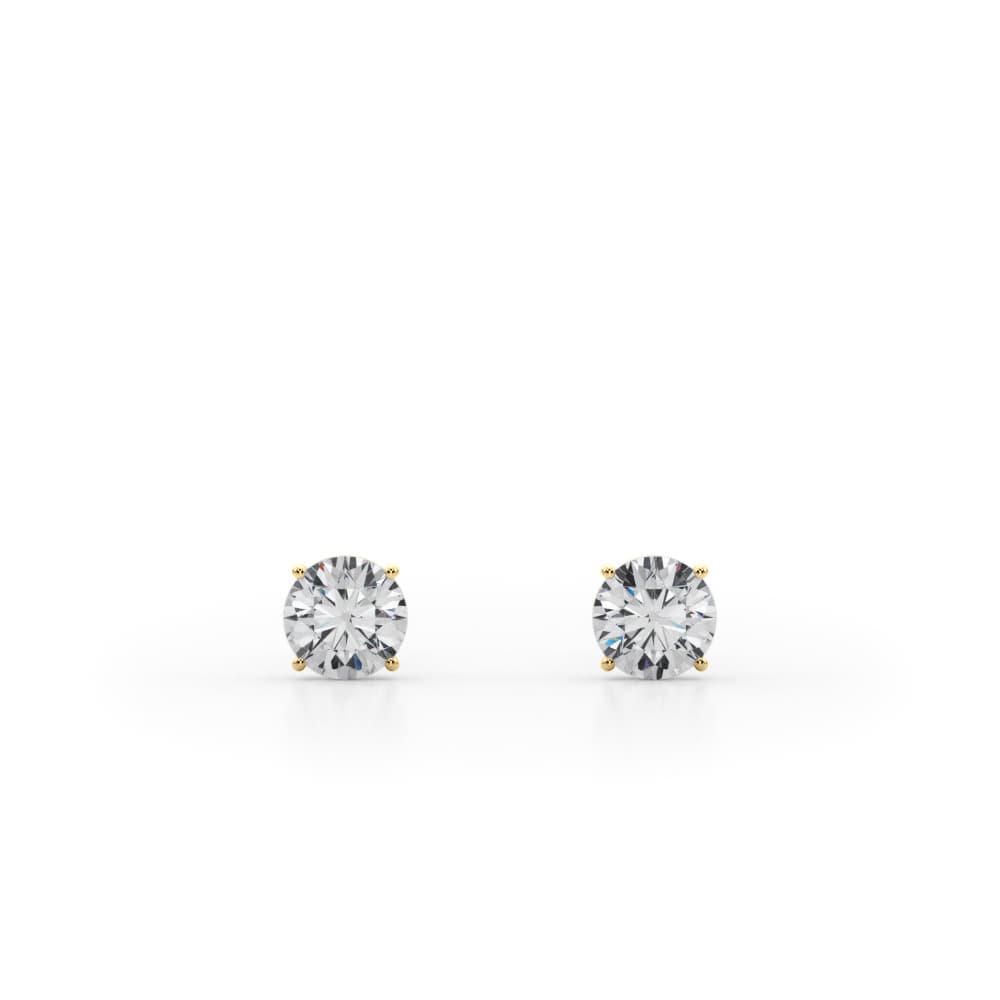 1/2 ctw Round Lab Grown Diamond Solitaire Studs (2 ct. tw.), Front view in yellow gold