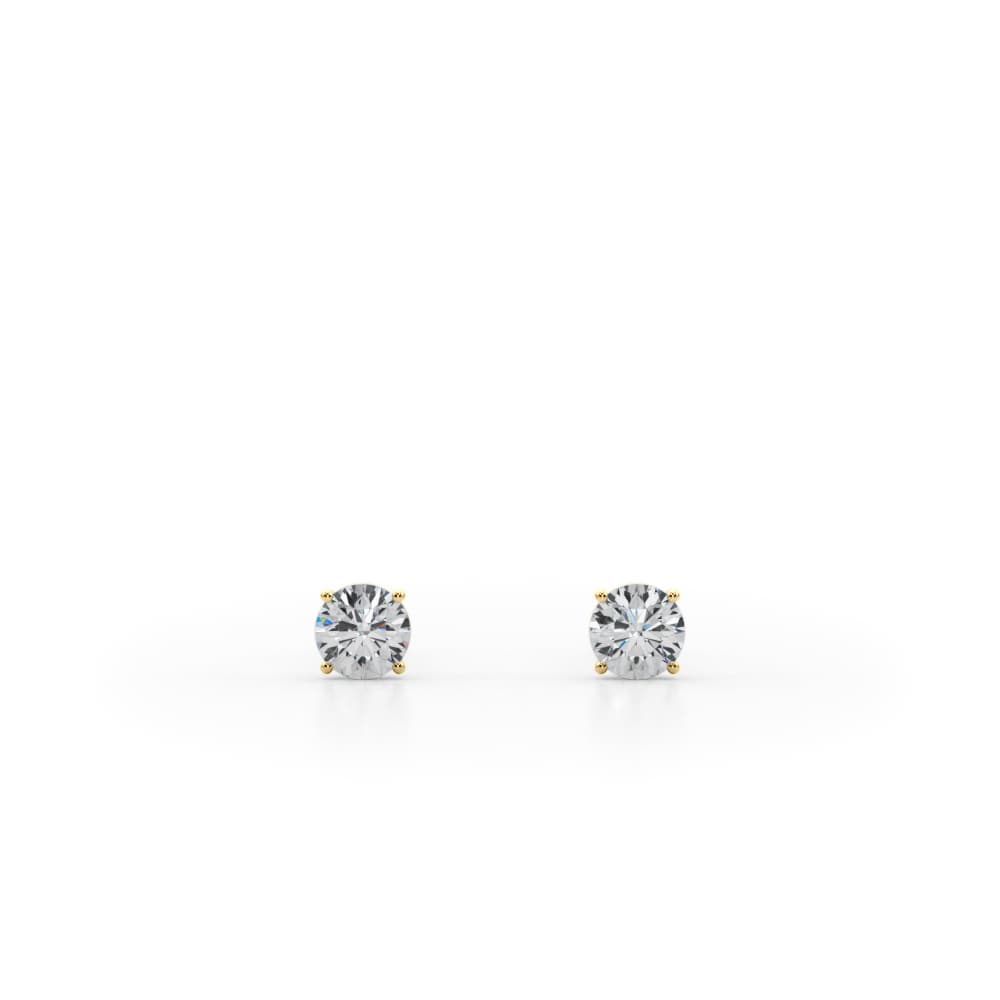 1/4 ctw Round Lab Grown Diamond Solitaire Studs (4 ct. tw.), Front view in yellow gold