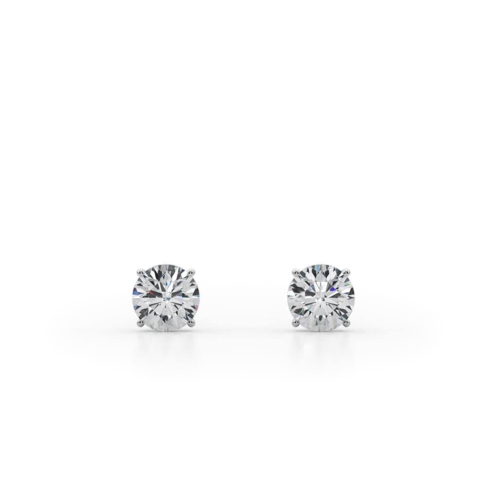Certified 3/4 ctw Round Lab Grown Diamond Solitaire Studs (4 ct. tw.), Front view in white gold or platinum