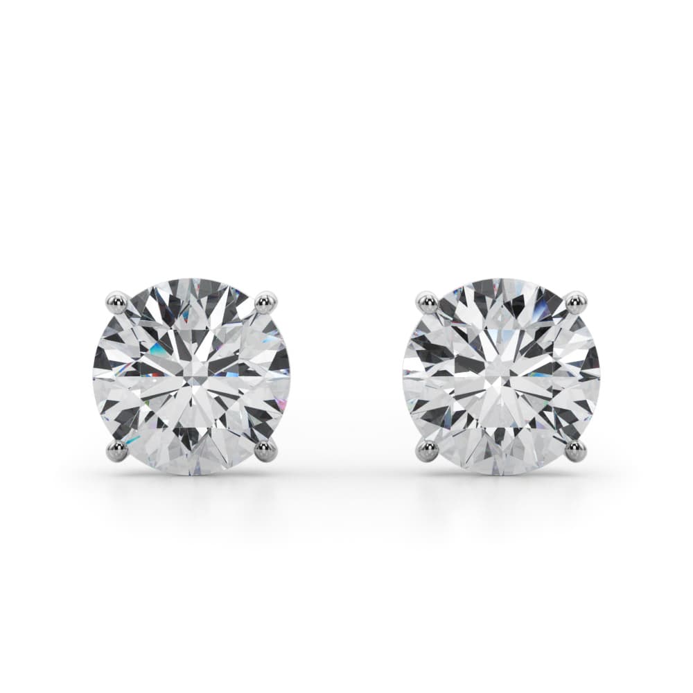 Certified 6 ctw Round Lab Grown Diamond Solitaire Studs (6 ct. tw.), Front view in white gold or platinum