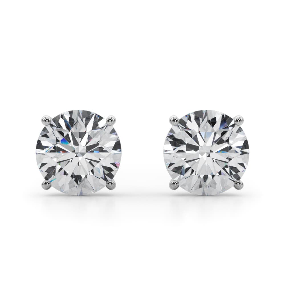 Certified 7 ctw Round Lab Grown Diamond Solitaire Studs (7 ct. tw.), Front view in white gold or platinum