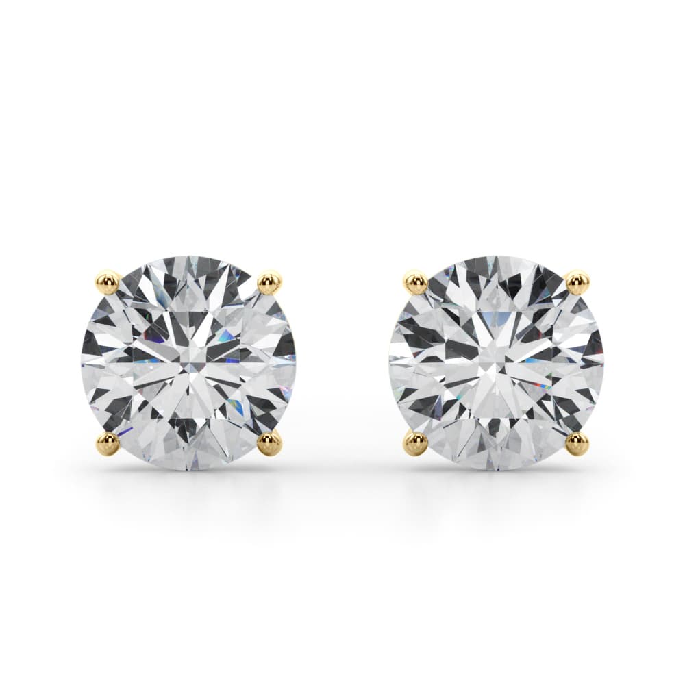 Certified 8 ctw Round Lab Grown Diamond Solitaire Studs (8 ct. tw.), Front view in yellow gold