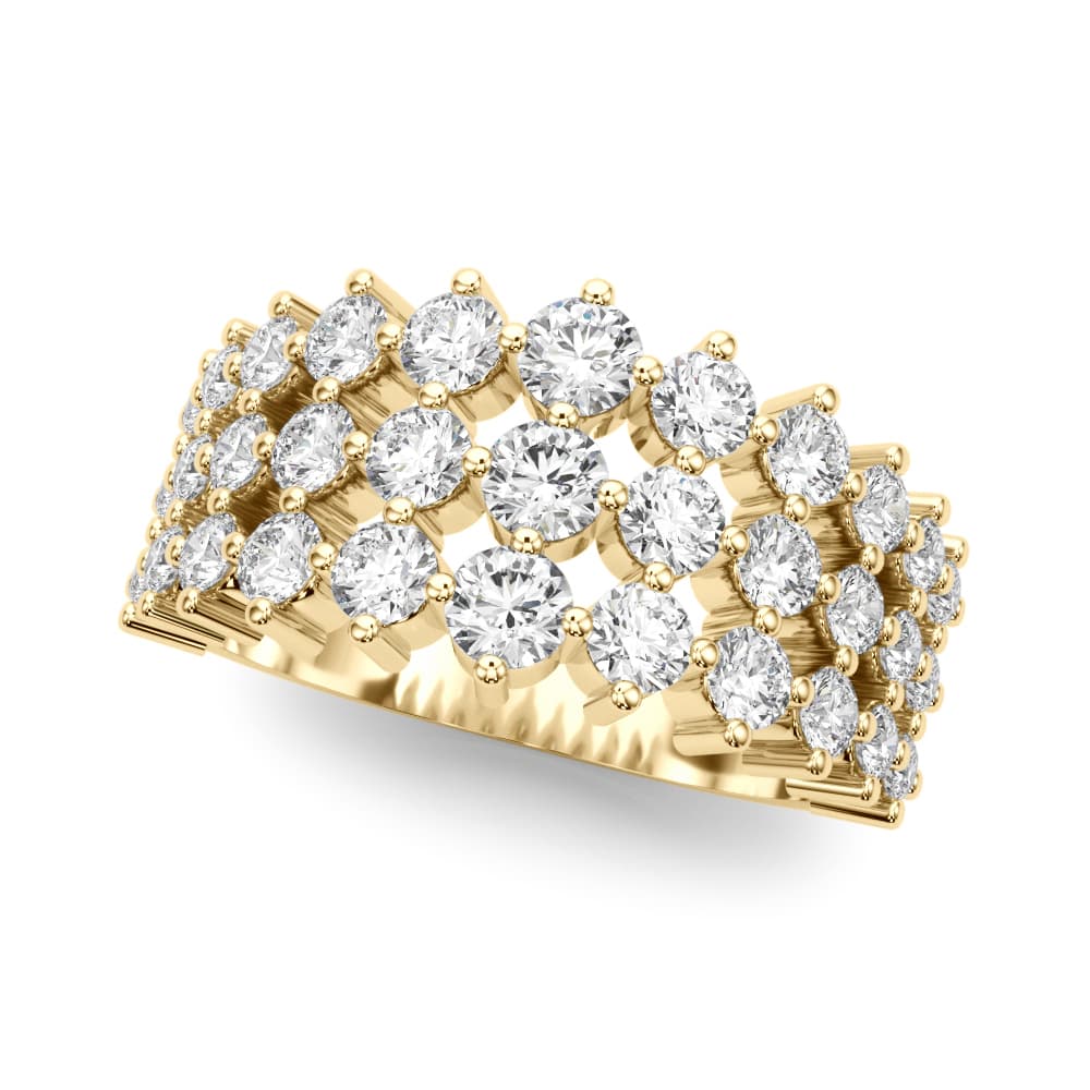 Lab-Grown Diamond 3-Row Fashion Ring (1.83 ct. tw.), Front view in yellow gold