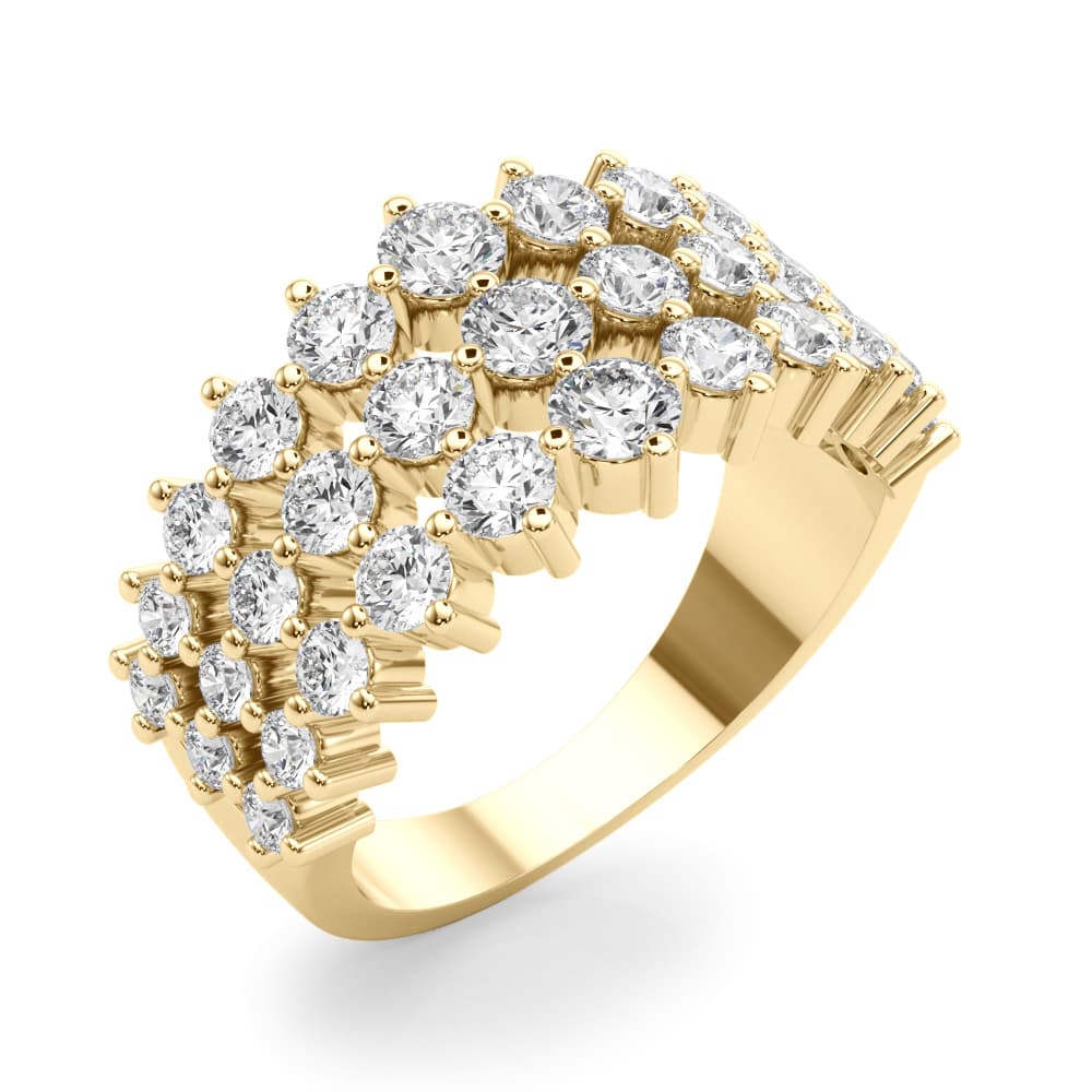 Lab-Grown Diamond 3-Row Fashion Ring (1.83 ct. tw.), Angle view in yellow gold