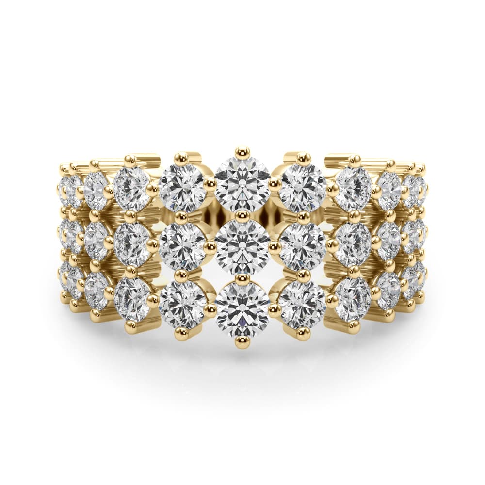 Lab-Grown Diamond 3-Row Fashion Ring (1.83 ct. tw.), On hand view in yellow gold
