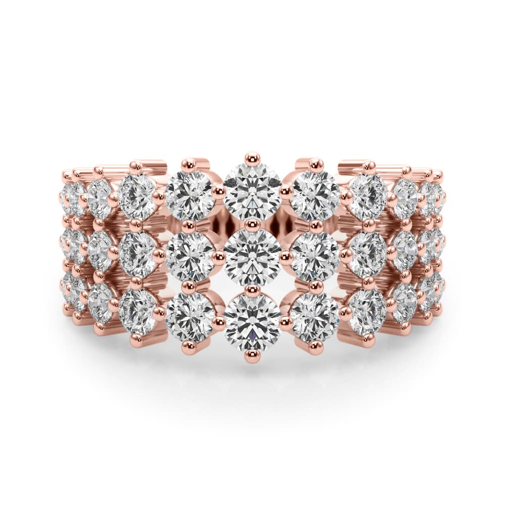 Lab-Grown Diamond 3-Row Fashion Ring (1.83 ct. tw.), On hand view in rose gold