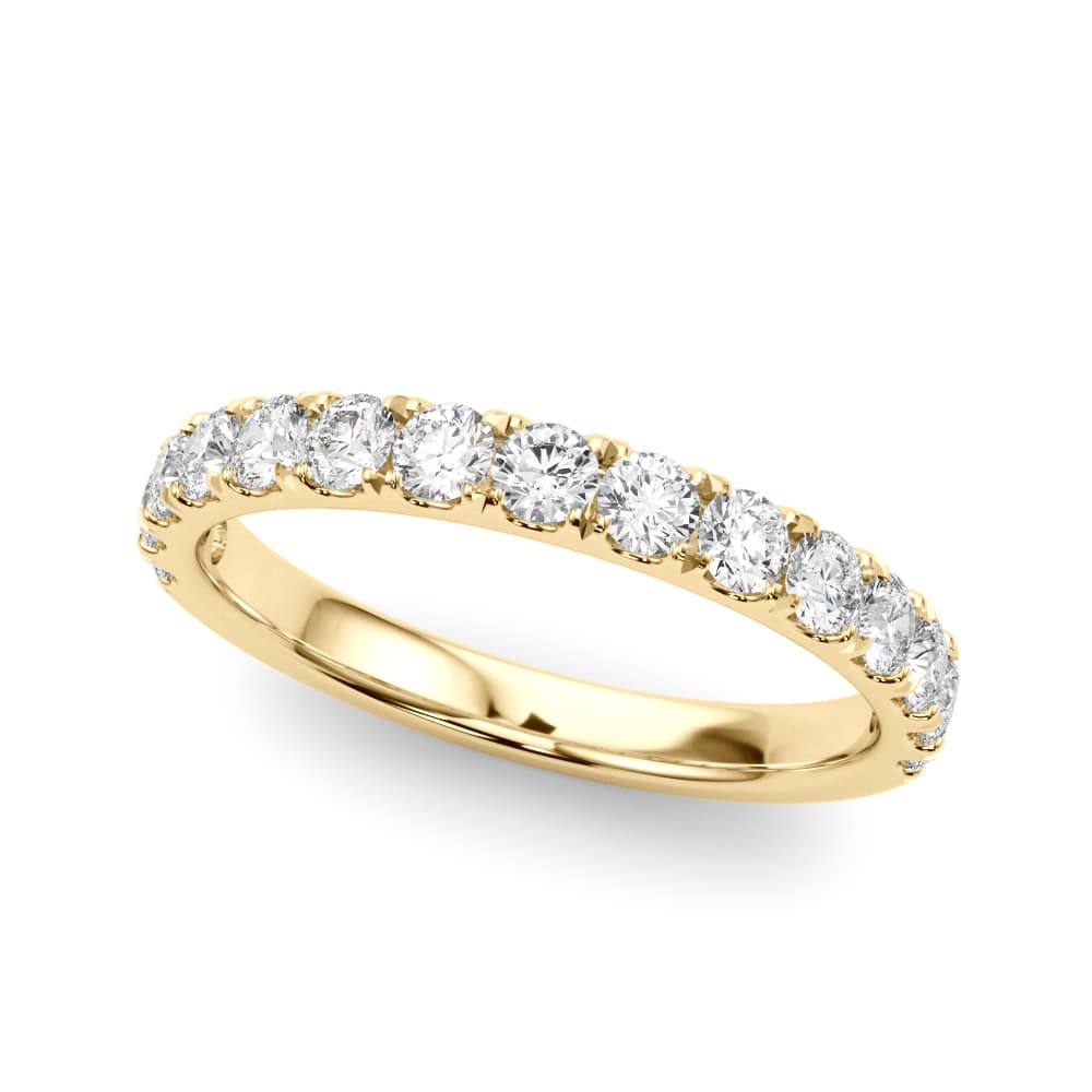Lab-Grown Diamond Split Prong Wedding Band (3/4 ct. tw.), Front view in yellow gold