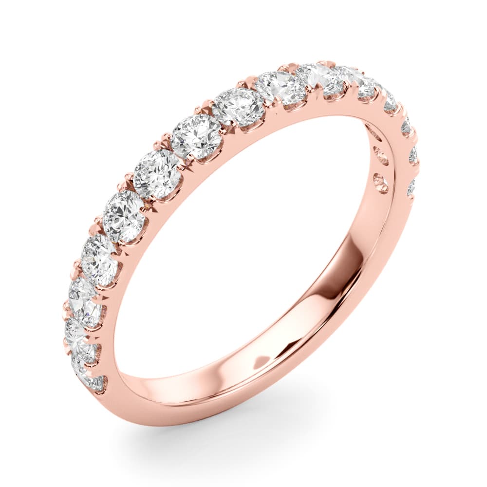 Lab-Grown Diamond Split Prong Wedding Band (3/4 ct. tw.), Angle view in rose gold
