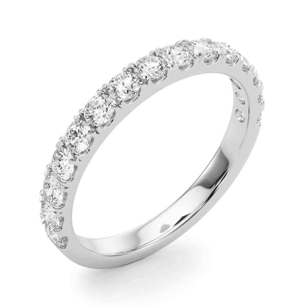 Lab-Grown Diamond Split Prong Wedding Band (3/4 ct. tw.), Angle view in white gold or platinum