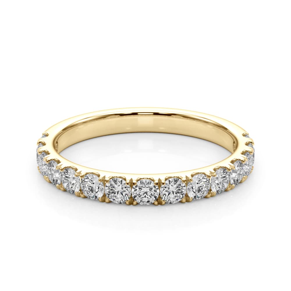 Lab-Grown Diamond Split Prong Wedding Band (3/4 ct. tw.), On hand view in yellow gold