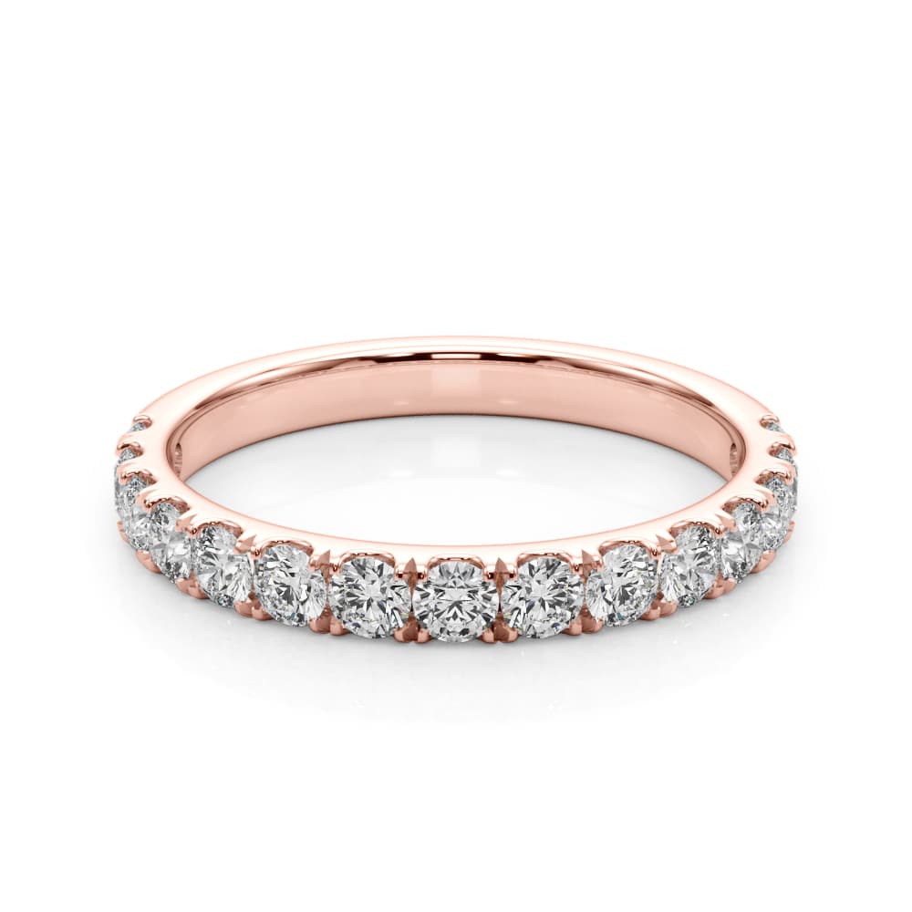 Lab-Grown Diamond Split Prong Wedding Band (3/4 ct. tw.), On hand view in rose gold