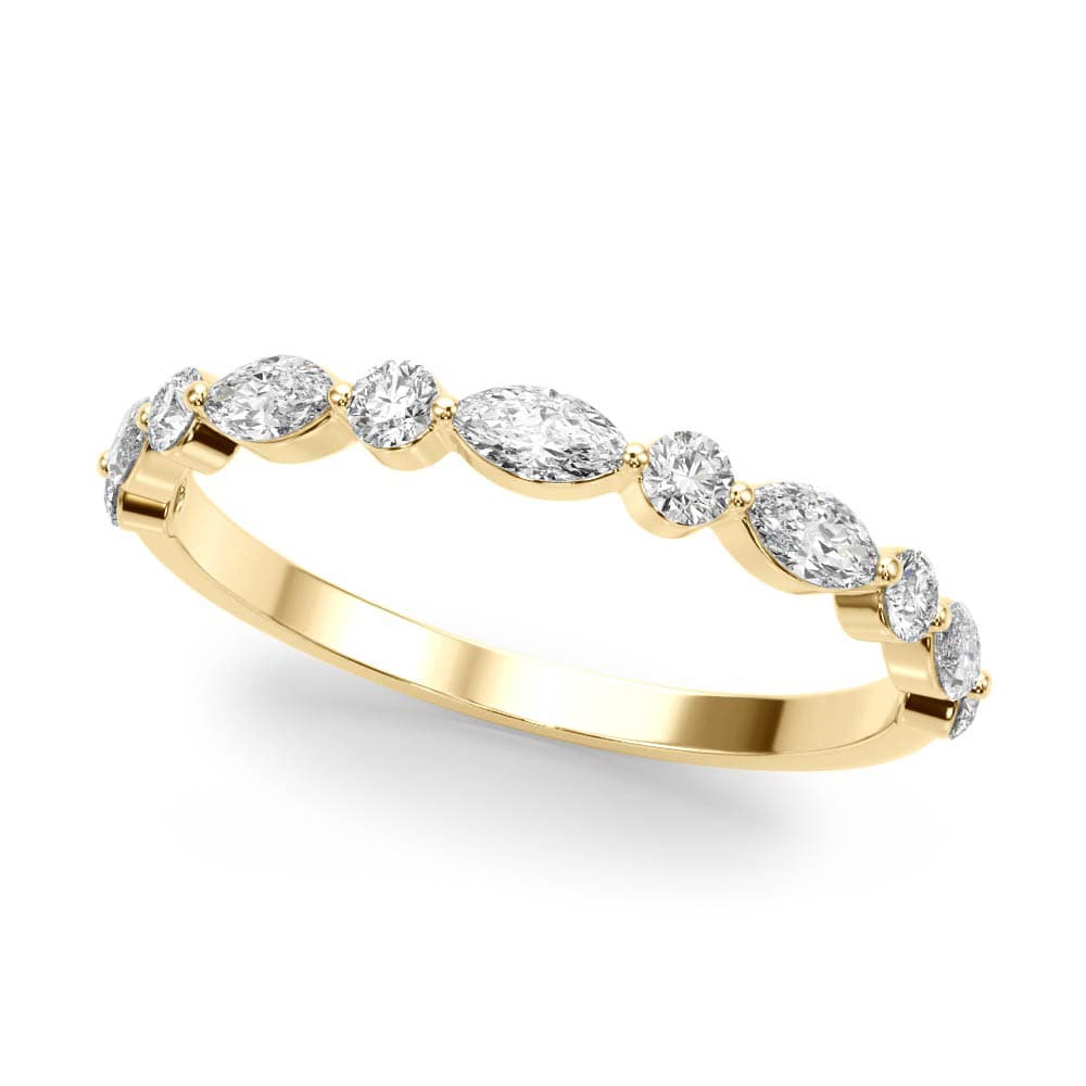 Alternating Round & Marquise Lab-Grown Diamond Band (0.53 ct. tw.), Front view in yellow gold