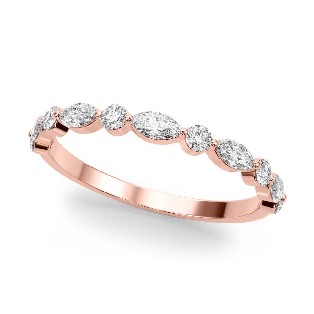 Alternating Round & Marquise Lab-Grown Diamond Band (0.53 ct. tw.), Front view in rose gold