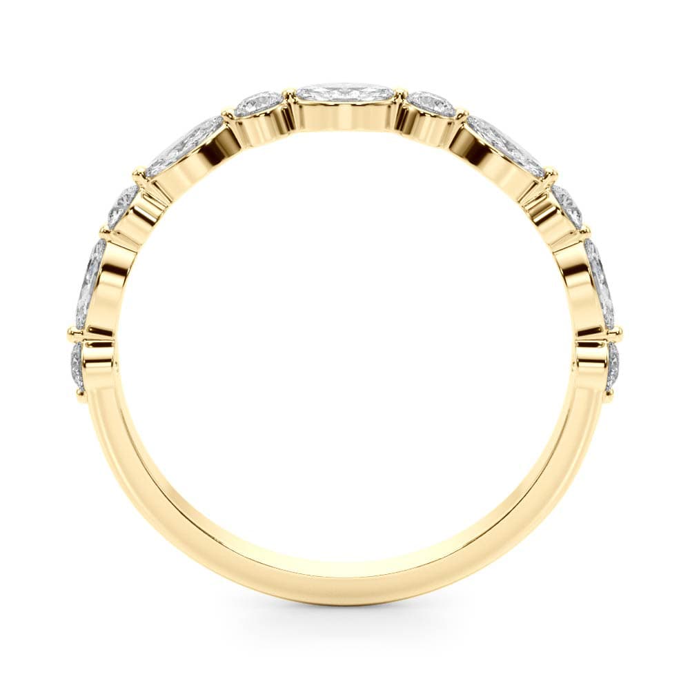 Alternating Round & Marquise Lab-Grown Diamond Band (0.53 ct. tw.), Side view in yellow gold