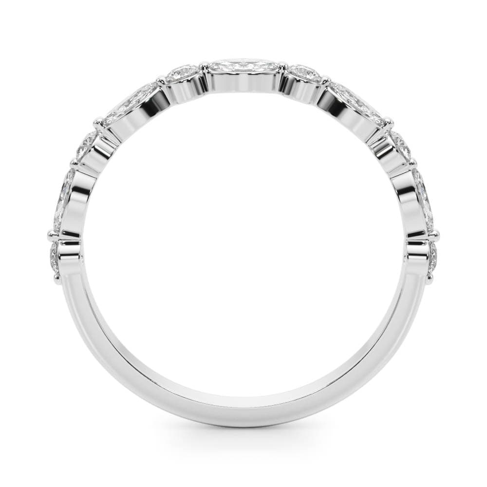 Alternating Round & Marquise Lab-Grown Diamond Band (0.53 ct. tw.), Side view in white gold or platinum