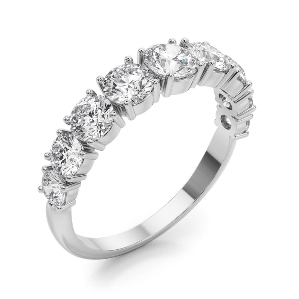 Prong Set Wedding Bands (1.73 ct. tw.), Angle view in white gold or platinum