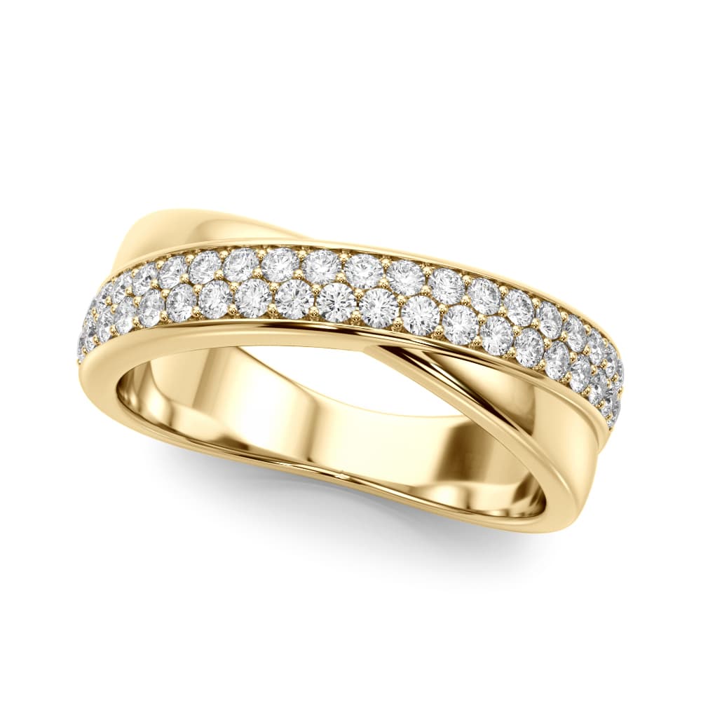 Double Row Crossover Fashion Band (0.4 ct. tw.), Front view in yellow gold