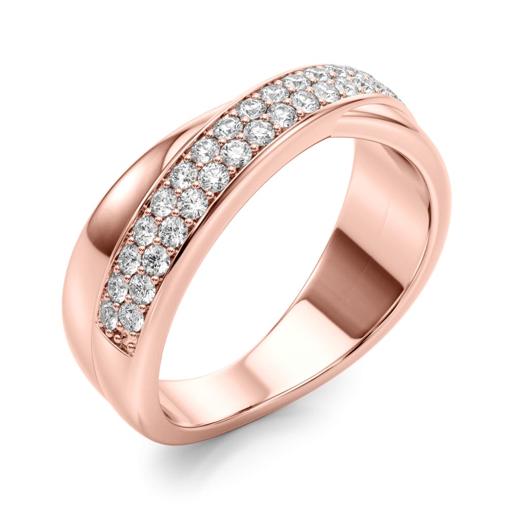 Double Row Crossover Fashion Band (0.4 ct. tw.), Angle view in rose gold