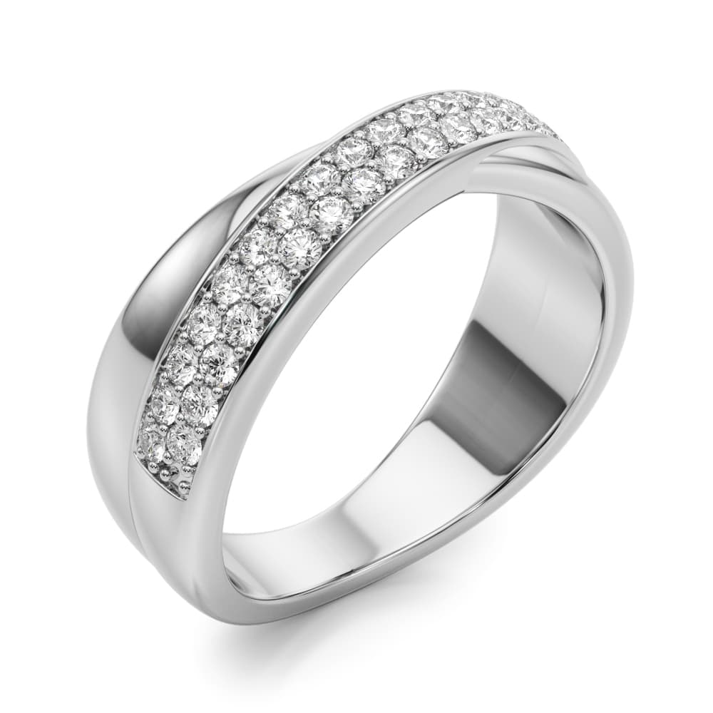 Double Row Crossover Fashion Band (0.4 ct. tw.), Angle view in white gold or platinum