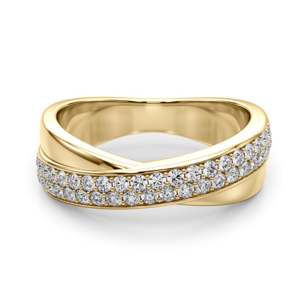 Double Row Crossover Fashion Band (0.4 ct. tw.), On hand view in yellow gold