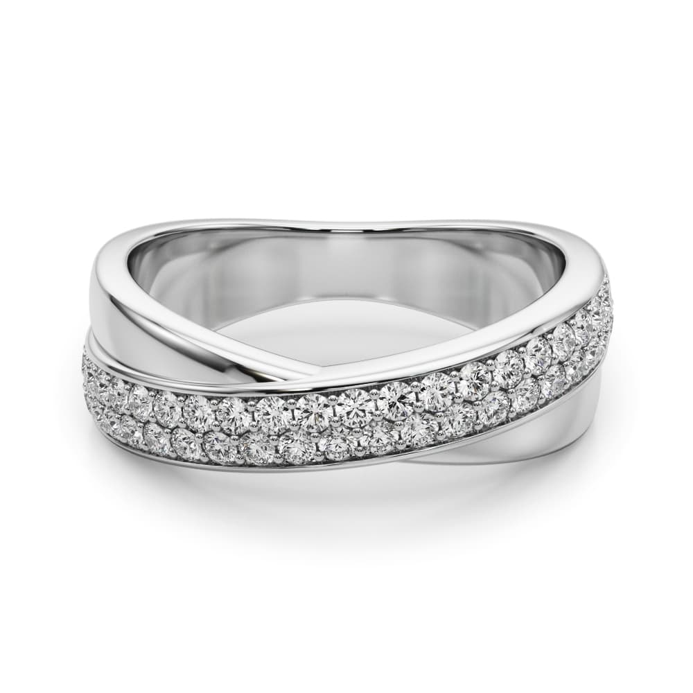 Double Row Crossover Fashion Band (0.4 ct. tw.), On hand view in white gold or platinum