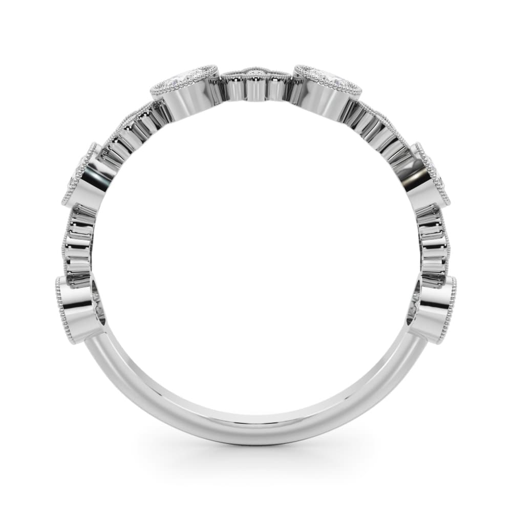Bezel Set Stackable Milgrain Fashion Rings (0.3 ct. tw.), Side view in white gold or platinum