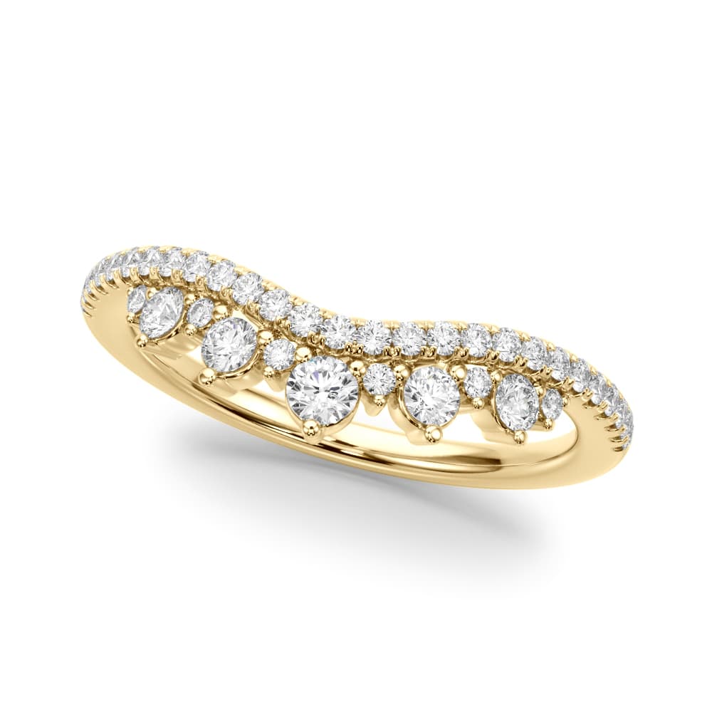 Lab-Grown Diamond Chevron Band (3/8 ct. tw.), Front view in yellow gold