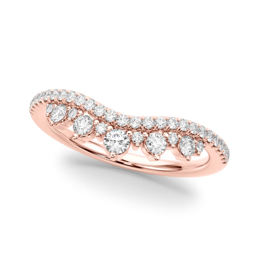Lab-Grown Diamond Chevron Band (3/8 ct. tw.), Front view in rose gold