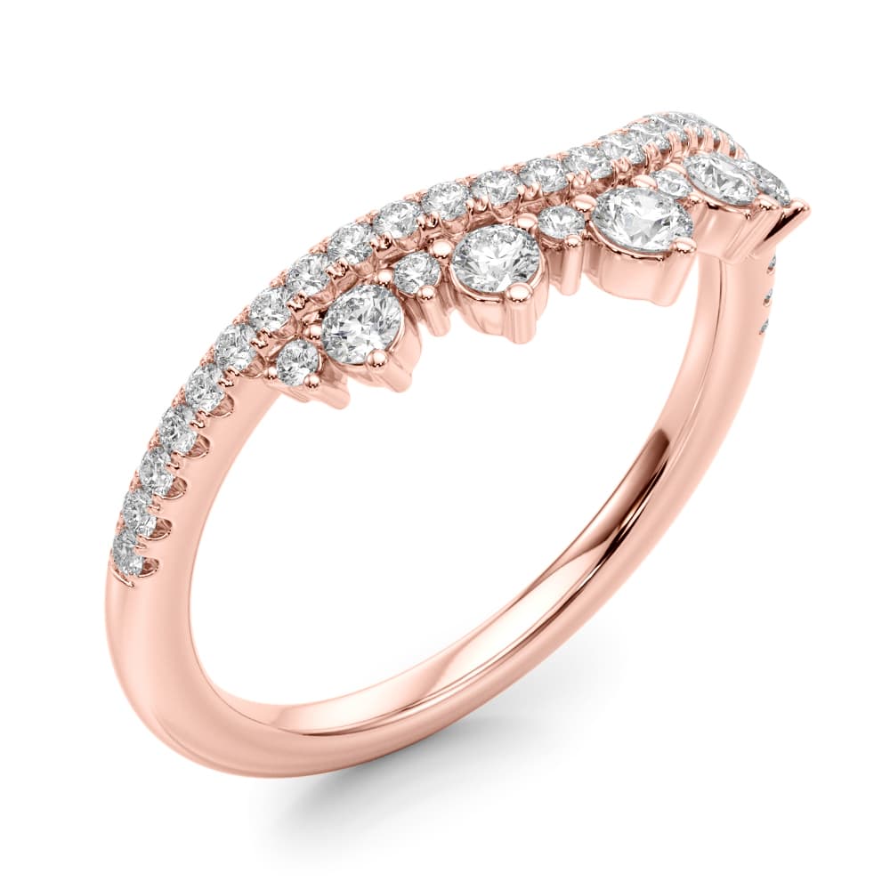 Lab-Grown Diamond Chevron Band (3/8 ct. tw.), Angle view in rose gold