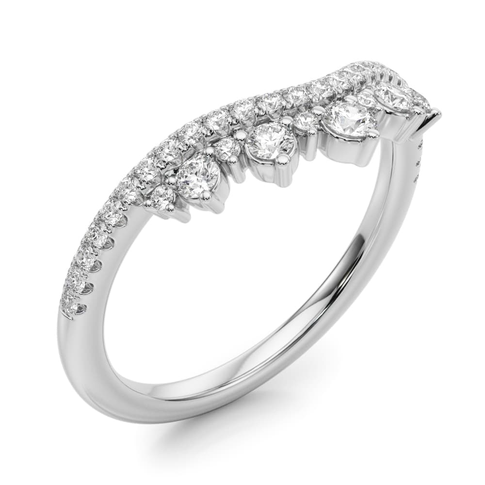 Lab-Grown Diamond Chevron Band (3/8 ct. tw.), Angle view in white gold or platinum