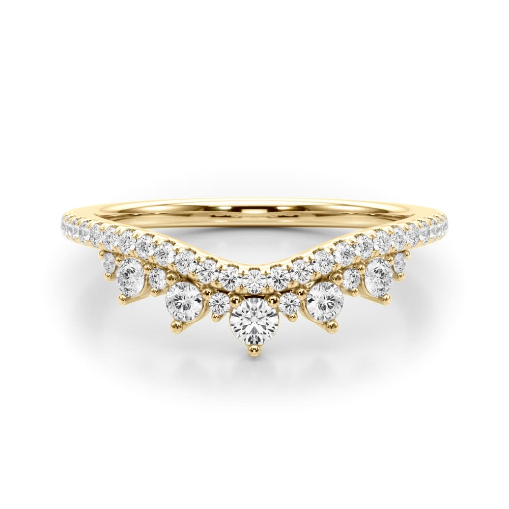 Lab-Grown Diamond Chevron Band (3/8 ct. tw.), On hand view in yellow gold