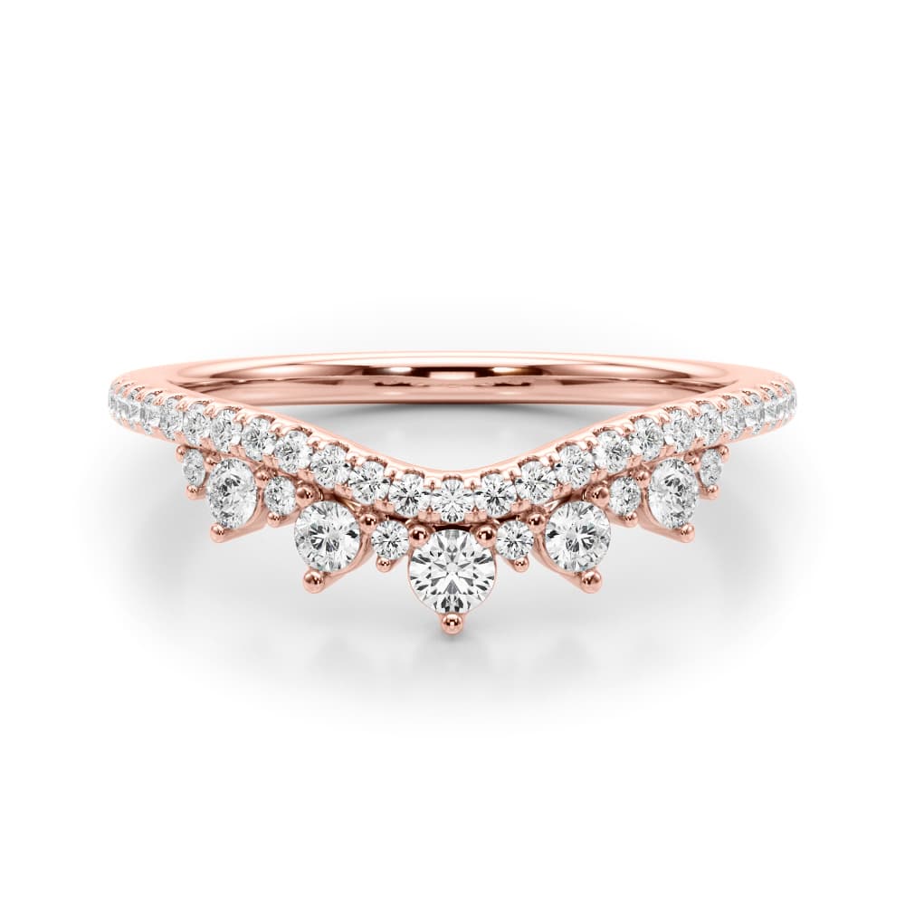 Lab-Grown Diamond Chevron Band (3/8 ct. tw.), On hand view in rose gold