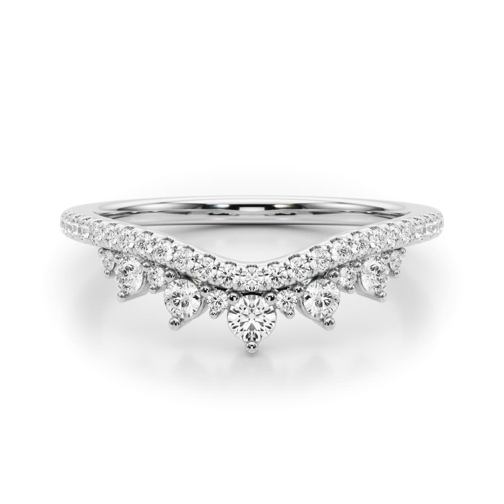 Lab-Grown Diamond Chevron Band (3/8 ct. tw.), On hand view in white gold or platinum