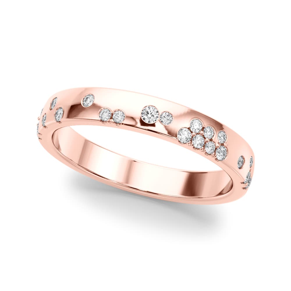 Stackable Scatter Wedding Bands (0.19 ct. tw.), Front view in rose gold