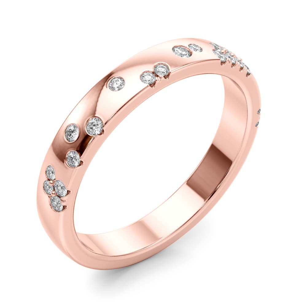 Stackable Scatter Wedding Bands (0.19 ct. tw.), Angle view in rose gold