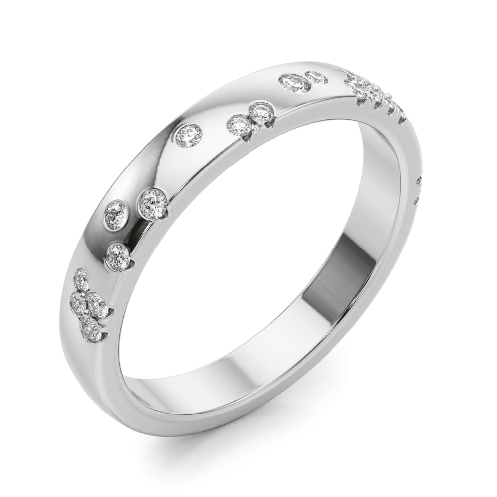 Stackable Scatter Wedding Bands (0.19 ct. tw.), Angle view in white gold or platinum