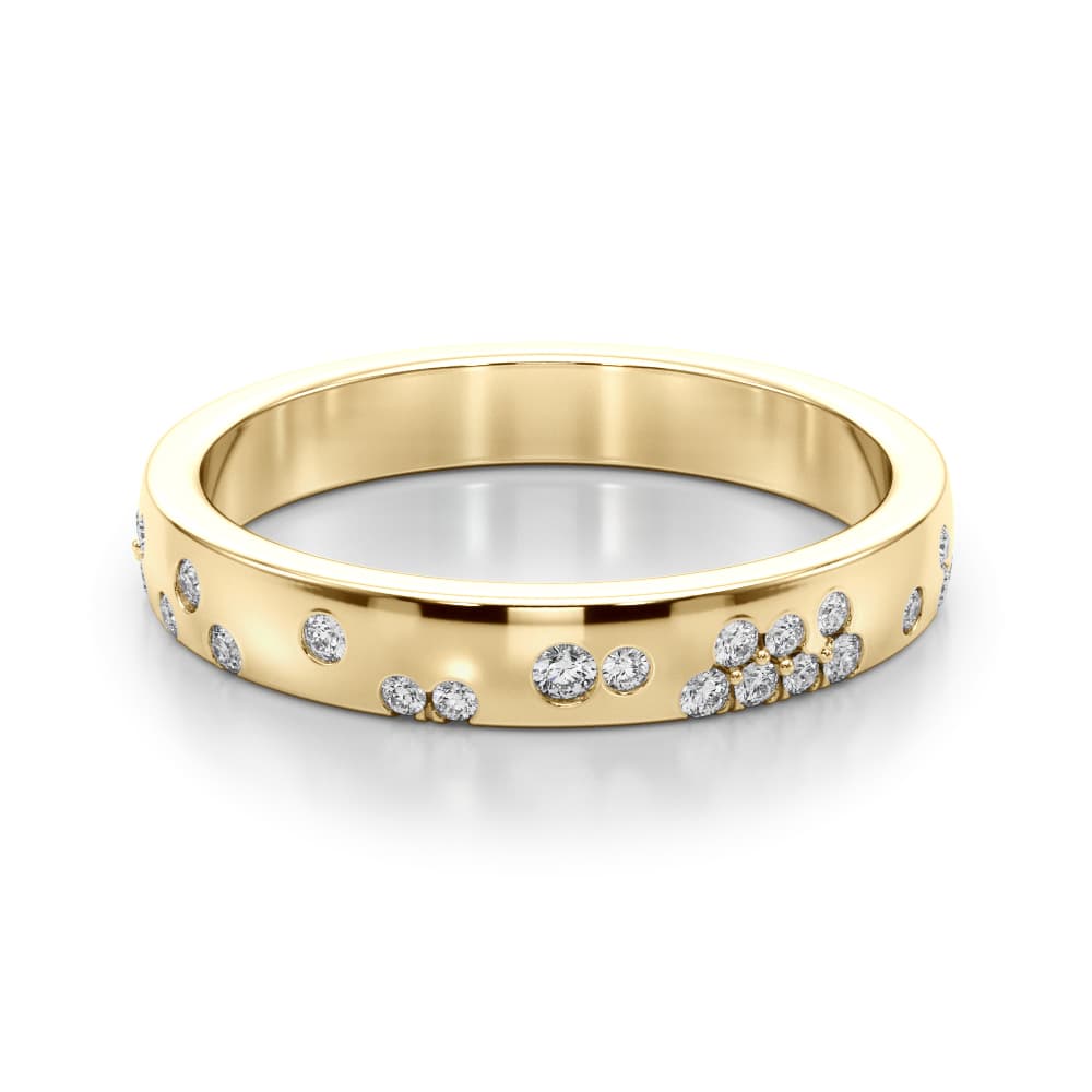 Stackable Scatter Wedding Bands (0.19 ct. tw.), On hand view in yellow gold